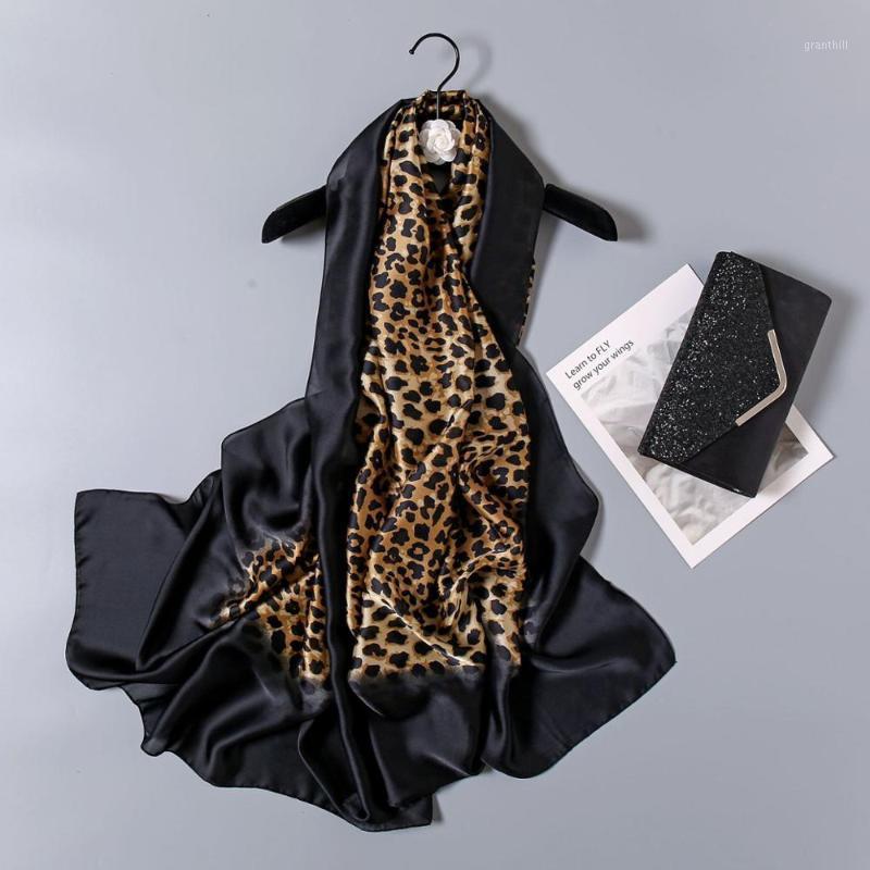 

Scarves Fashion Women Scarf Silk Retro Leopard And Shawls Femme Long Bandana Foulard Ladies Boho Sjaal Hijab Scarfs, Blue;gray