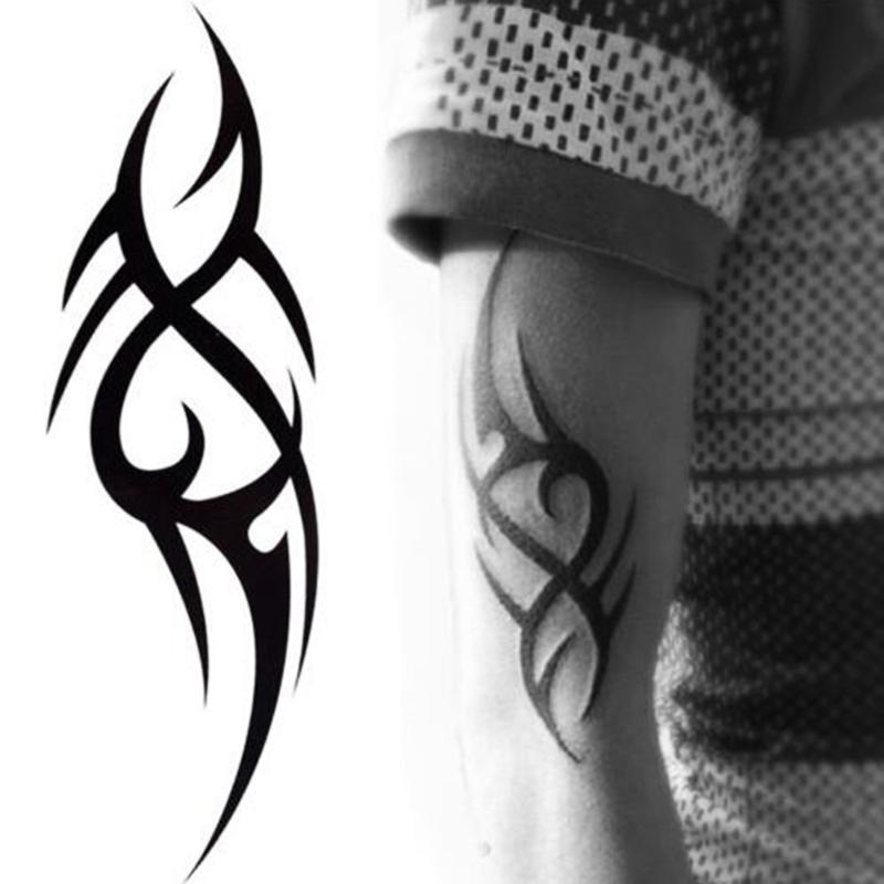 

Temporary Tattoos 2-5Pair Black Tattoo Body Art 3D Waterproof Sticker Men Arm Leg Fake Tatoo Paper