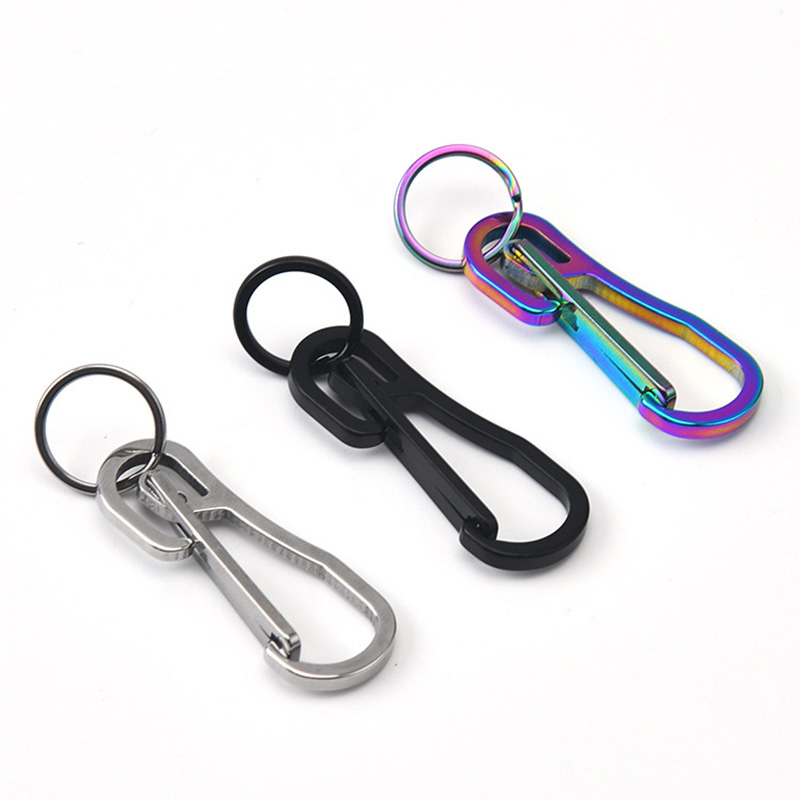 

10Pieces/Lot Stainless steel mini small keychain multi-function male and female pendant simple quick-hanging buckle car
