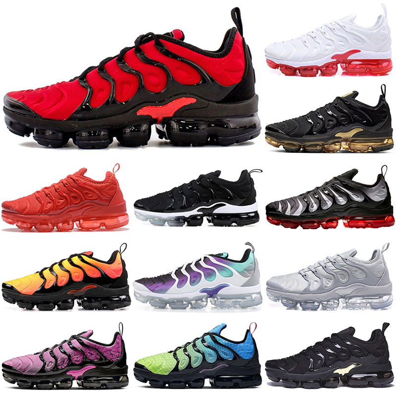 

Plus Running shoes men women Hyper Violet voltage purple Triple white bred DMP Red Shark Tooth Sunset Grape outdoor sneakers trainers sport size 36-45, Sunset 40-45