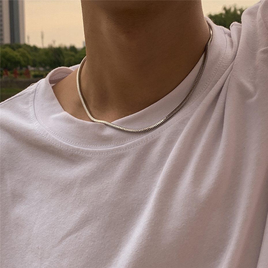 

Vintage Simple Square Snake Chain Necklaces Hip Hop Punk Classic Style Necklace Choker Neck Jewelry Women Men Friend Couple Gift