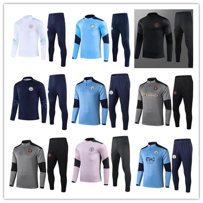 

top quality 2020 KUN AGUERO Soccer training suit city football jacket sweater 20/21 STERLING DE BRUYNE G.JESUS RODRIGO soccer tracksuit, Black;blue