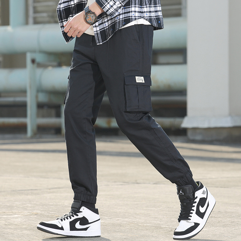 

2021 Men's Summer New Trend Hip Hop Sweatpants Trousers Overalls Youth Cotton Multi-bag Casual Ankle-leength Pants 7xl Niot, Black