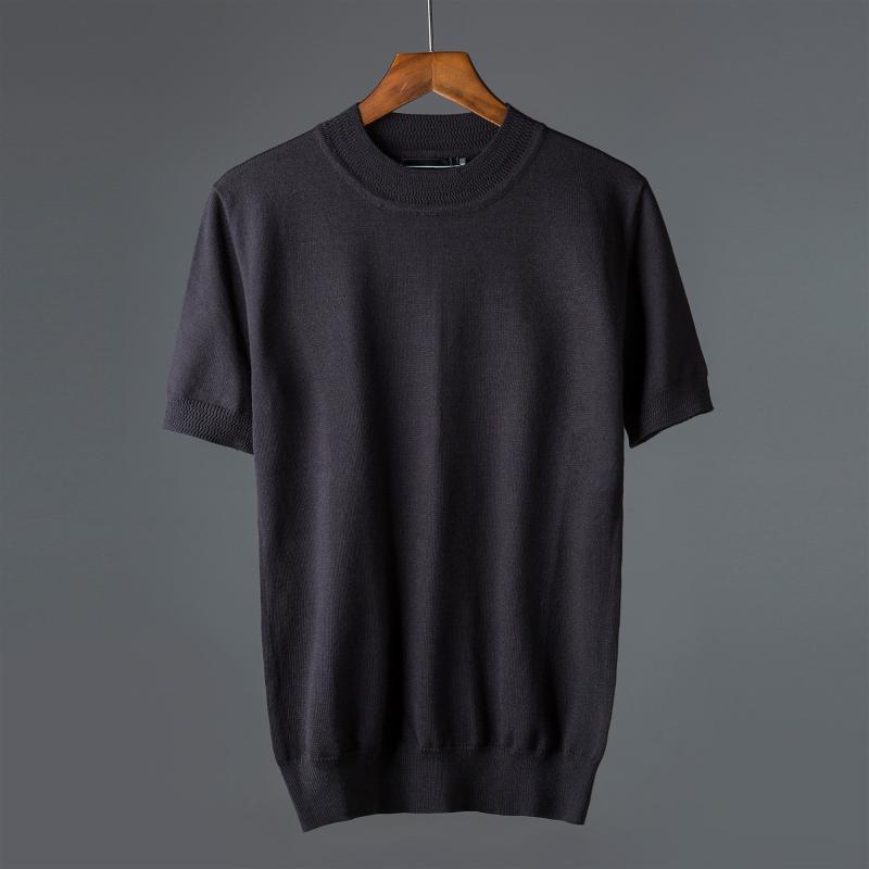

Men's T-Shirts 2022 Men Spring Autumn Short Sleeve O-neck T Shirt Solid Color Knitted Tees Male Streetwear Slim Fit Casual Tops W955, Black