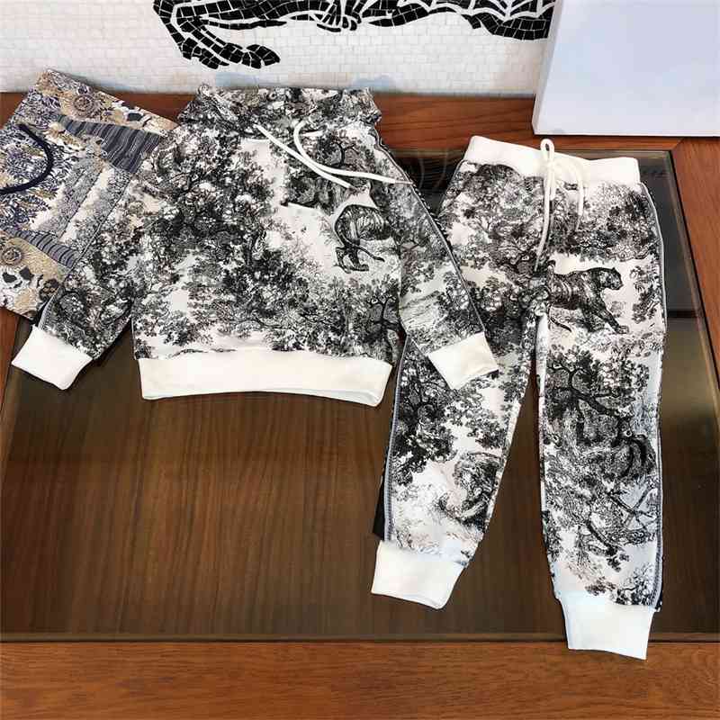 

Boys' and girls' new autumn 2021 hooded casual sweater sports pants two piece suit