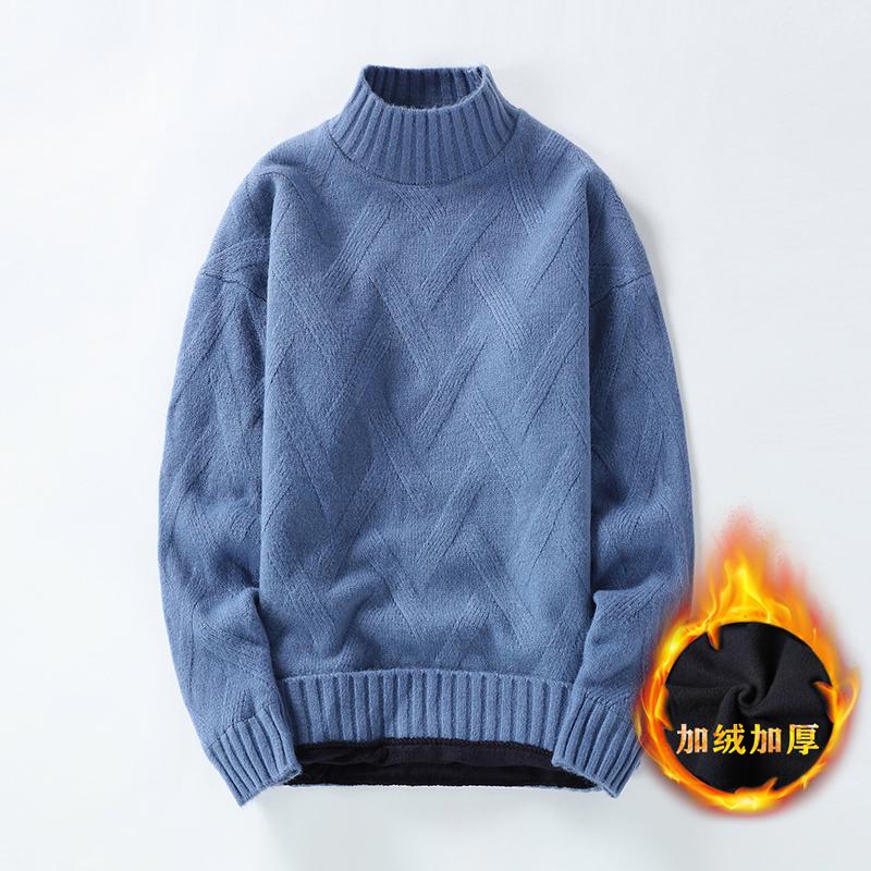 

Men's Sweaters 2021 White Pullover Turtleneck Turtle Neck Coats High Collar Cable Knit Sweater Korean Man Clothes Chunky Cardigan, Black