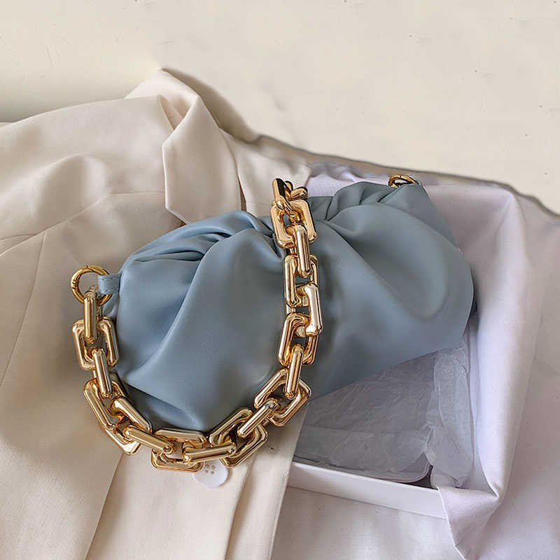 

Luxury Thick Gold Chains Cloud Bags for Women 2021 Fashion Soft Leather Women's Designer Handbags Trend Crossbody Shoulder Bag Q0709, Purple
