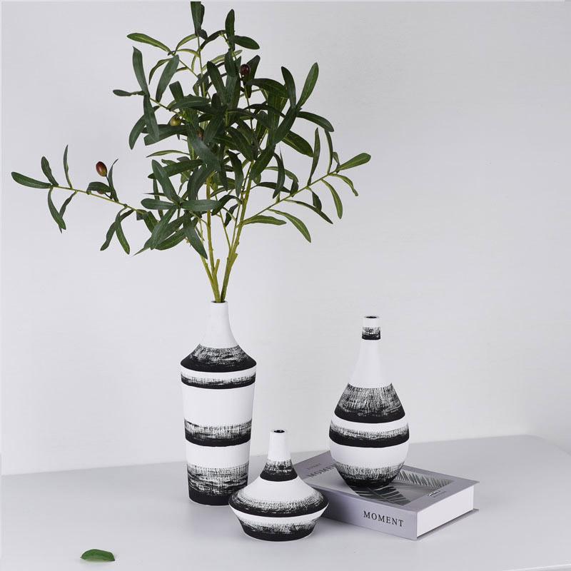 

Nordic ins simple black and white striped ceramic vase living room TV cabinet desktop dried flower decoration home accessories