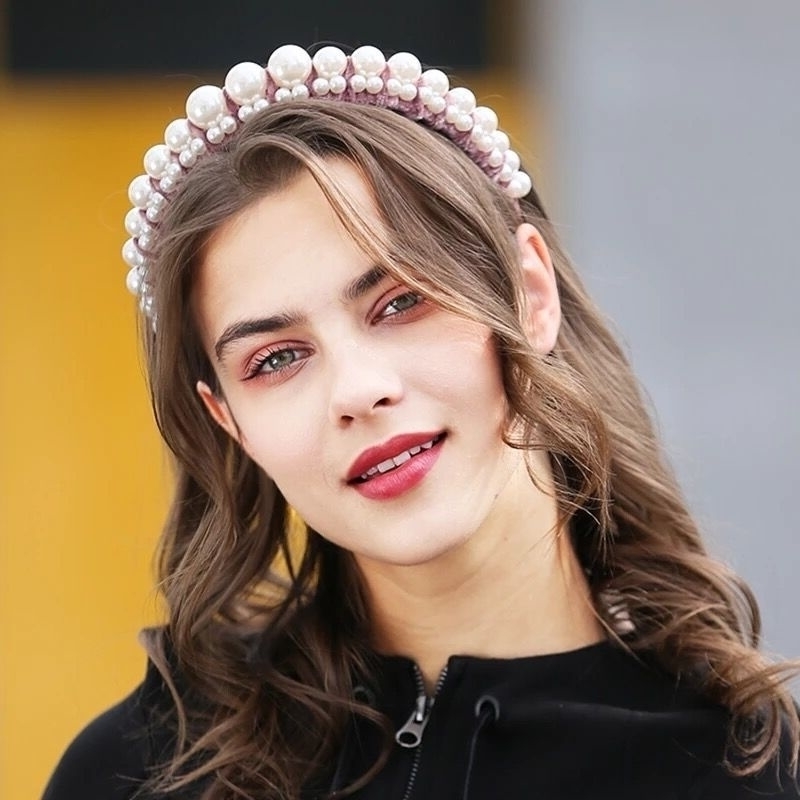 

pearl wide edge Korean velvet head hoop pin headband female hair jewelry