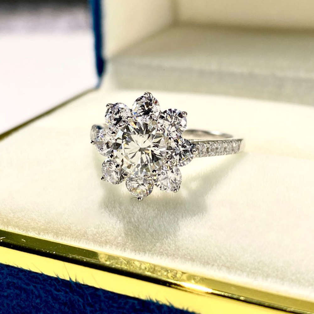 

HBP Sunflower DIAMOND RING 925 Sterling Silver Gold Plated wedding ring