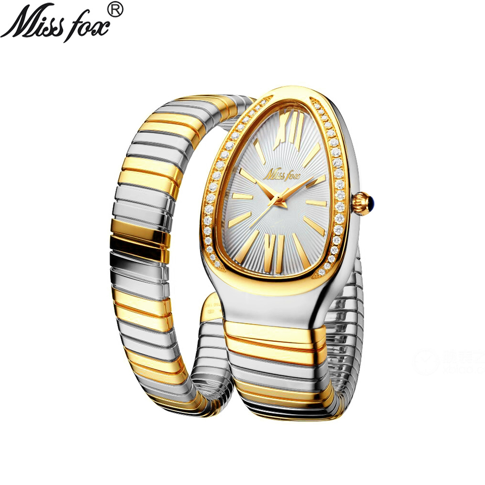 Relogio Feminino Miss Fox Brand Women Bracelet Watches Ladies Luxury Fashion Waterproof Gold Snake Shape Quartz Wristwatch Clock-image-715144430