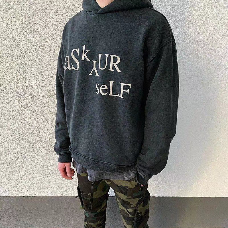 

2021 New Askyurself Puro Algodo Velo Coisas Estranhas Moletom Homem e Mulher Carta Alta Rua Hoodies Oversize Com Capuz 9093, Pic color1