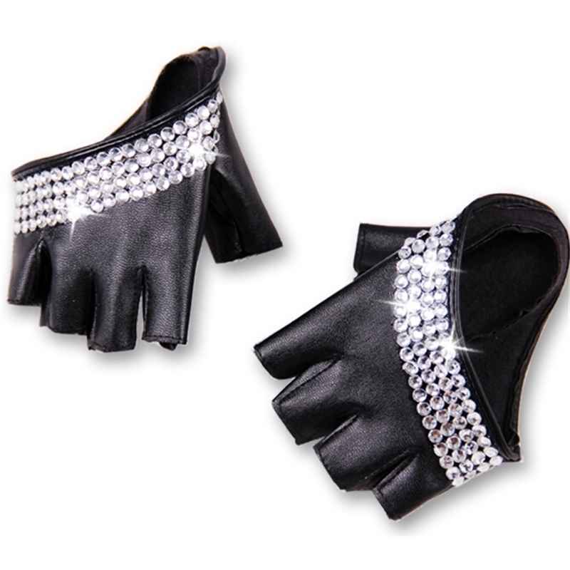 

women' fashion half palm semi- finger pu leather gloves men' fingerless hip-hop personality diy 211214, Blue;gray