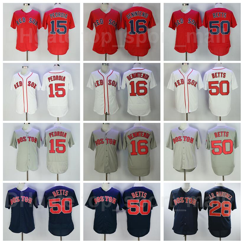 

2018 Style Baseball 15 Dustin Pedroia Jersey 16 Andrew Benintendi 28 JD Martinez 50 Mookie Betts Red White Grey Navy Blue Discount Sale, 15 grey