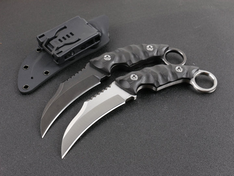 

fast karambit claw knife vg10 steel satin stone wash blade full tang carbon fiber handle outdoor tactical knives with kydex