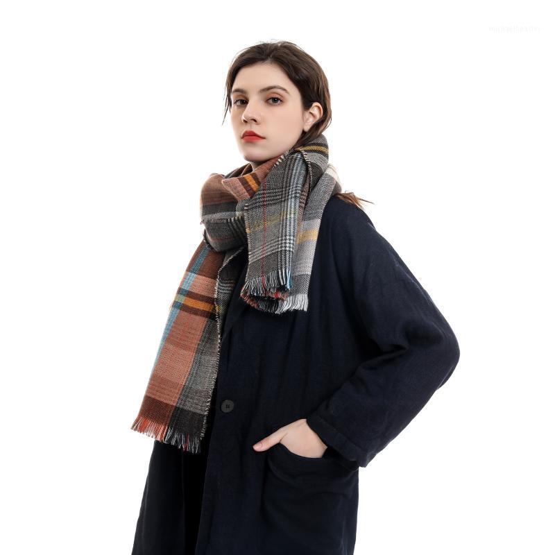 

Scarves MS21-SF98 Classic Cashmere Plaid Warm Scarf Soft Women Wraps Designer Style Shawl