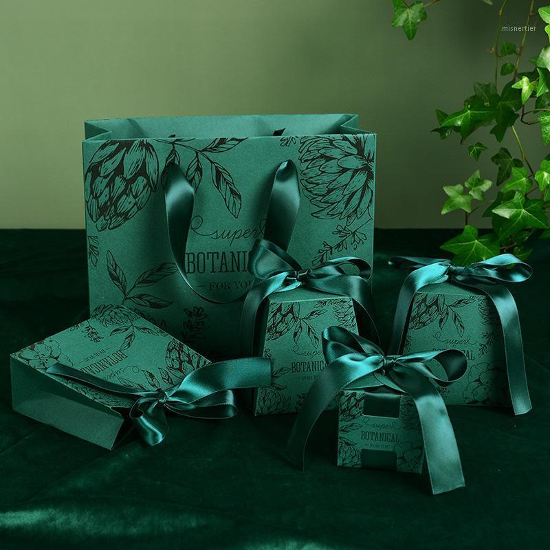 

Gift Wrap Creative Green Paperboard Packaging Bag Candy Boxes Wedding Favors & Gifts Box For Guests Baby Shower Party Supplies