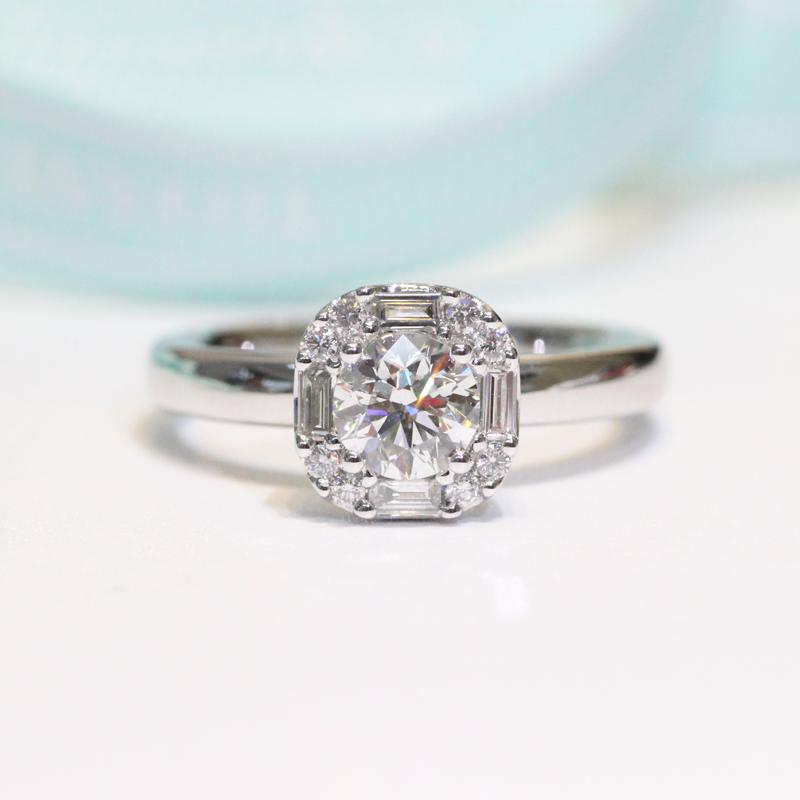 

Cluster Rings Diamonds Ring Solid 14K White Gold Fine Jewelry 0.3ct Round Cut Natural Engagement Wedding For Women, Golden;silver