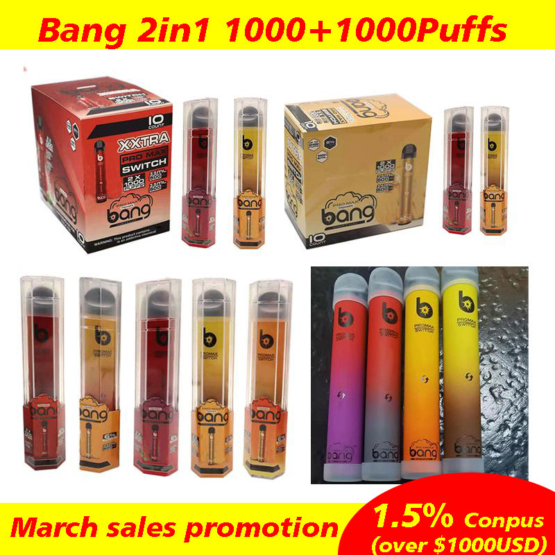 

Bang Vape Disposable Local Max XXL Pen 1000+1000 Puffs 2 IN Vapes Pro Kit XXTRA Device Switch 1 Pod Xipna