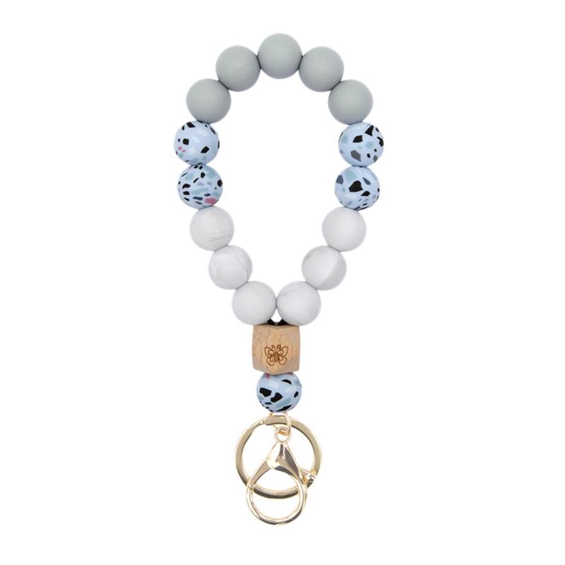 

Keychains Silicone Wristlet Keychain Bracelet Car Beaded Key Ring Bangle For Women