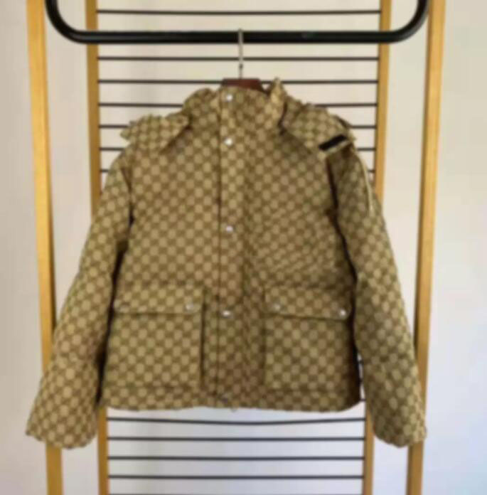 

2021 Winter Fashion Warm Jacquard Nylon Stitching Coat Hood Drawstring Letter top Designer Womens Down Coats Jacket Thicken, Khaki