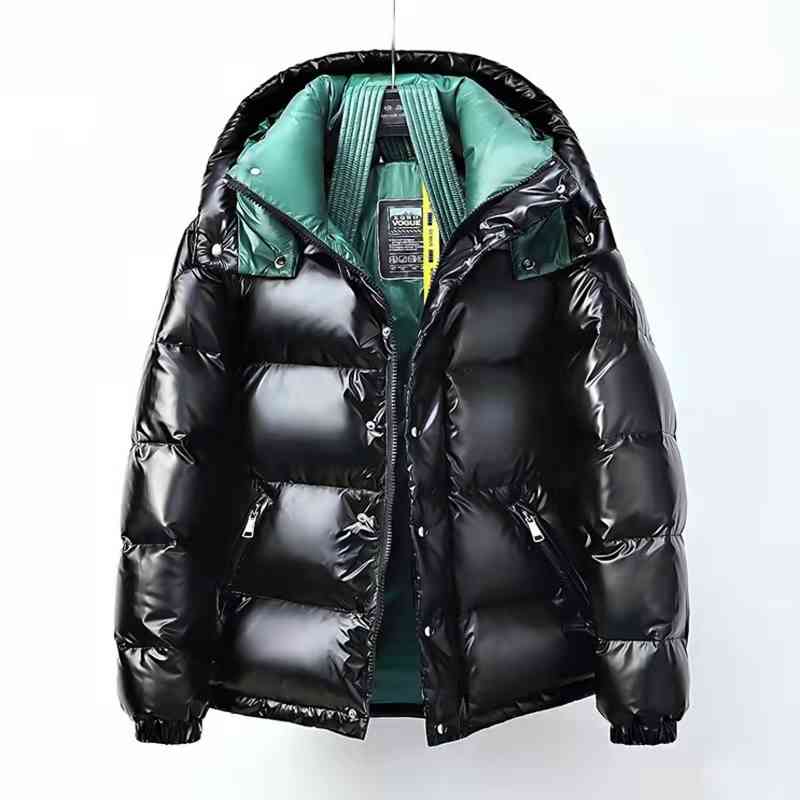 

Men's winter down et, warm coat, windproof raincoat, loose, European and American style, Black