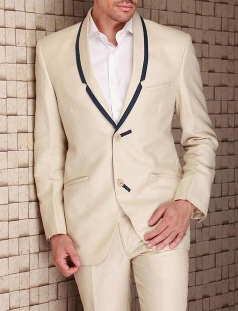 

Men' Suits & Blazers Slim Fit 2 Piece Suit For Men Two Button Casual Wedding Party Tuxedo Beige, Khaki