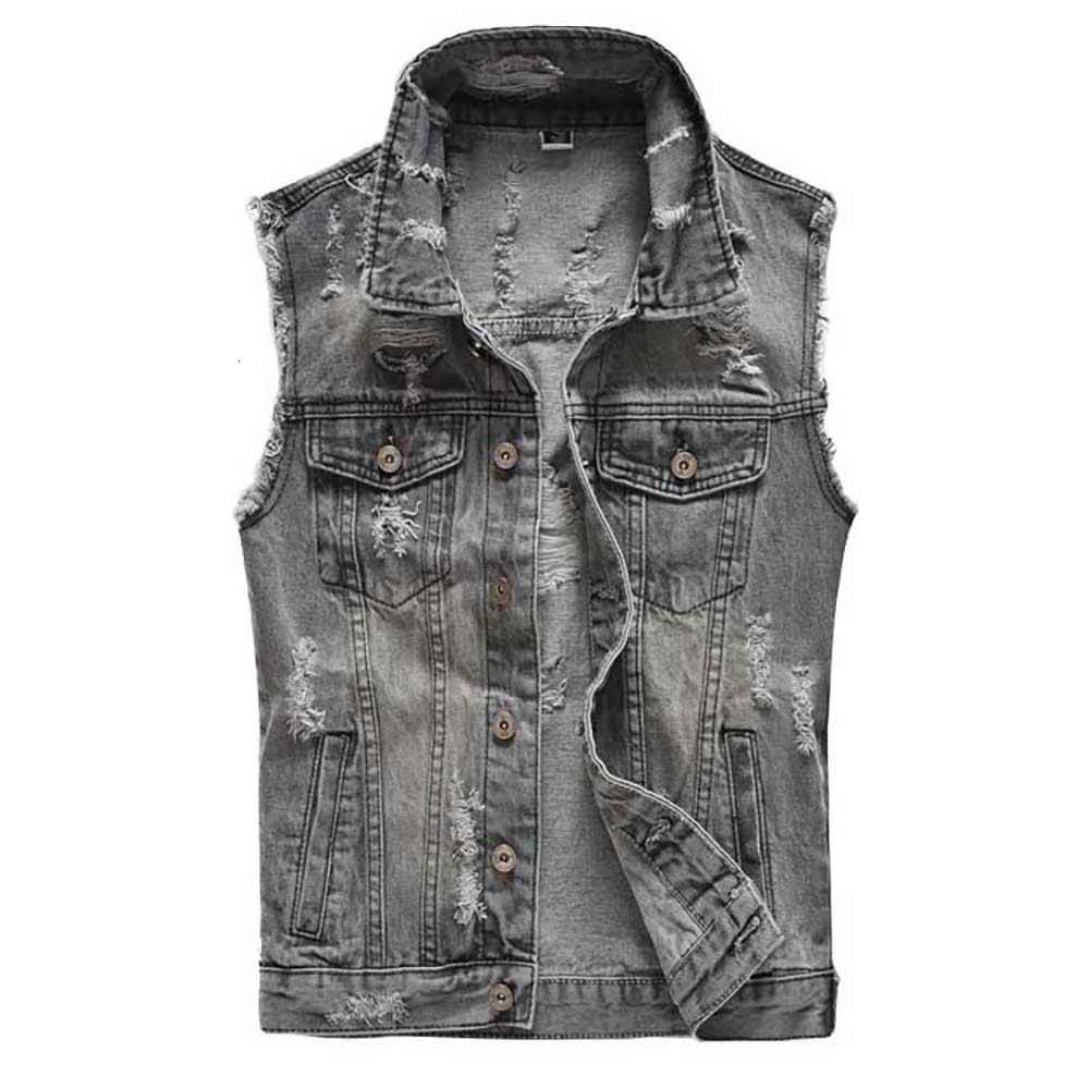 

2021 New Gray Casual Male Mode Denim Plus Size Sloppy Torn Thin Fit Vest Sleeveless Men's Jacket Clothes 4ybh, Games