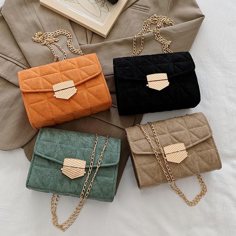 

Women Casual Woolen Messenger Bag Female Solid Color Chain Square Purse Shoulder Crossbody Pouch Handbag Totes Shoulder Handbag, Orange