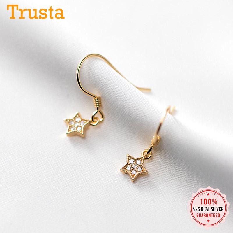 

Dangle & Chandelier TrustDavis Real 925 Sterling Silver Fashion Sweet Star CZ Drop Earrings For Women Wedding Birthday Present Jewelry DB339