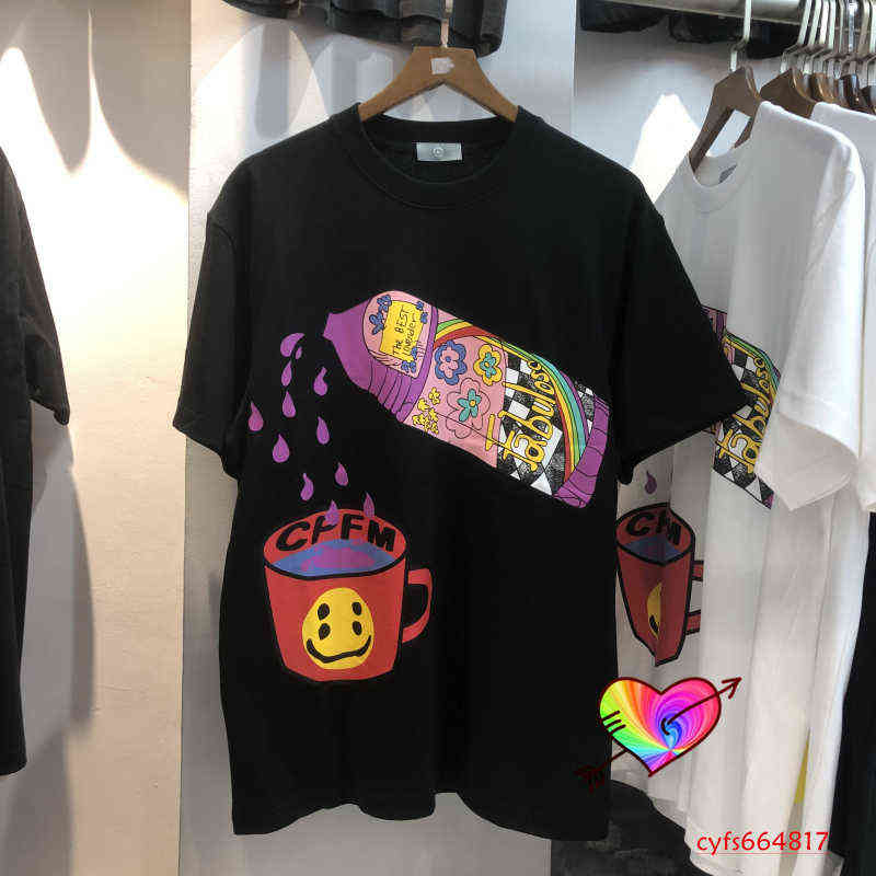 

2021 CPFM Tee Men Women Summer Style Fruit Tee Print CPFM T-shirt High Quality CACTUS PLANT FLEA MARKET Tops Short Sleeve G1209, Black