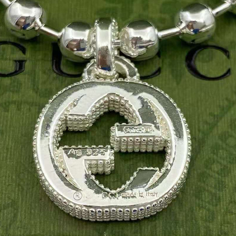 

Full set of jewellery S925 Silver Double round bead necklace bracelet men's and women's same couple net red personalized collarbone sweater chain