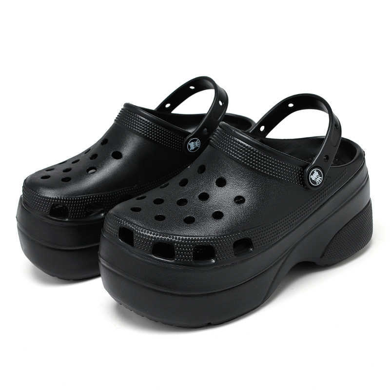 

Croc women's  cm high heel sandals, breathable shoes with platform, raincoat, 2021 J0525, Black