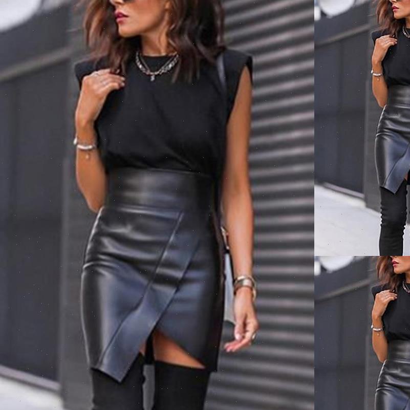 

solid pu faux leather mini womens skirts spring summer black color short streetwear female bodycon d25