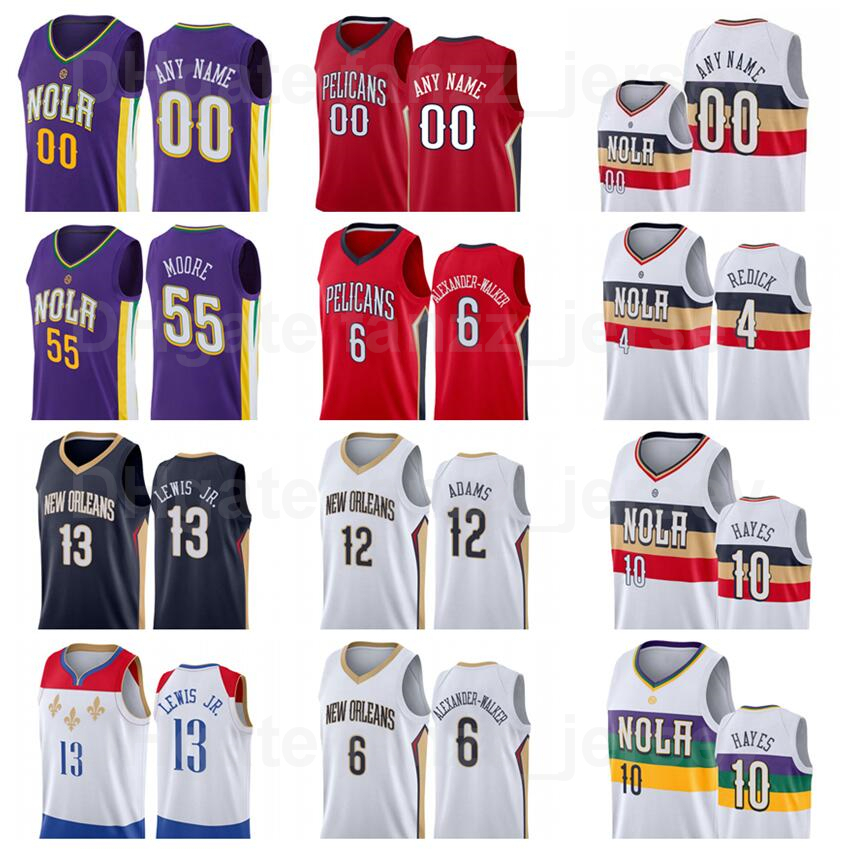 

Print Basketball Steven Adams Men nba's Jersey 12 Kira Lewis JR 13 Nickeil Alexander-Walker 6 Jaxson Hayes 10 Custom Name Number Red White, Black