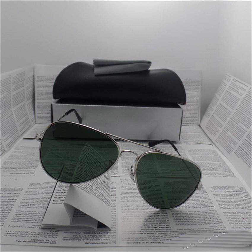 

High Quality Ray Men Women Sunglasses Vintage Pilot Aviator Wayfarer Brand Sun Glasses Band UV400 Bans Ben With Box and Case 3025 2140, White;black