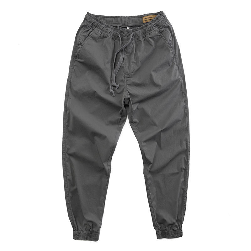 

New De Algodo Calas Casuais Masculinas Cintura Elstica 2021 Outono Estilo Coreano Respirvel Recortado Tornozelo Com Banda Vj9x, Khaki