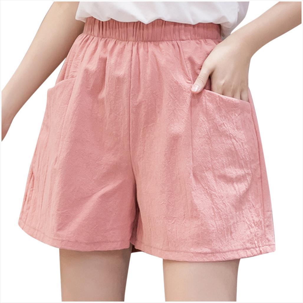 

solid casual pants fashion women shorts high waist linen loose thin wide leg korean version, White;black