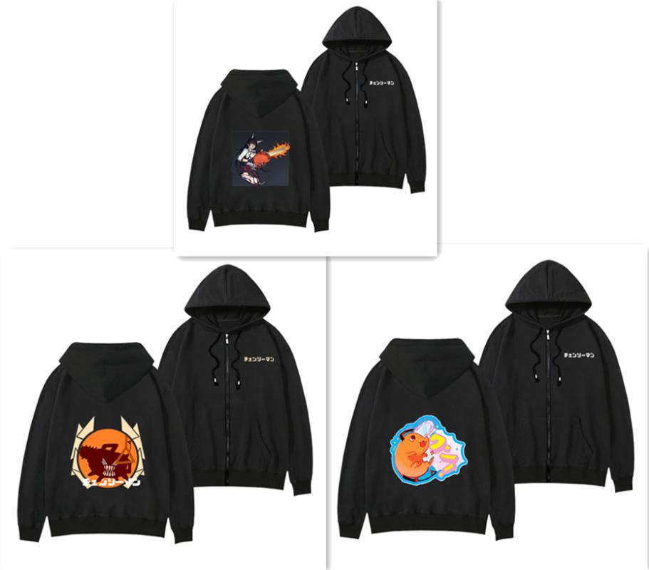 

Men's Hoodies & Sweatshirts Anime Chainsaw Man Logo Long-sleeved Leisure Zipper Coat Cosplay Costume Jacket, Black
