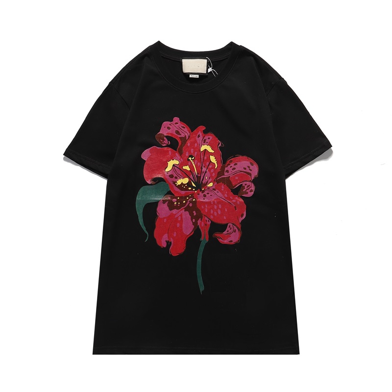 

2021 new embroidery rose T shirt Men Women fashion tide Summer bb Casual Street gc T-shirt off Designer graffiti c p T-Shirt wholesale, White