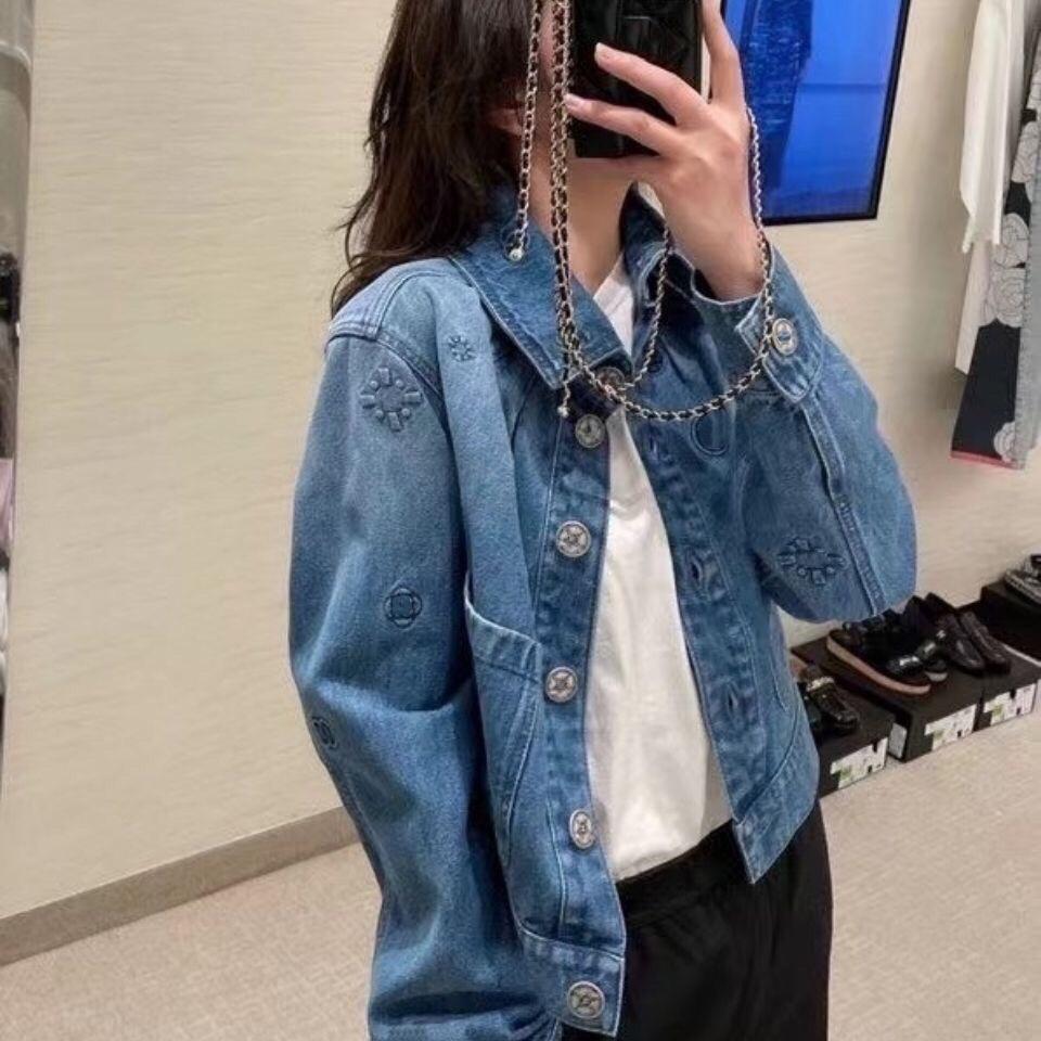 

2021 high quality design fashion women' jacket jacquard jean coat, Blue