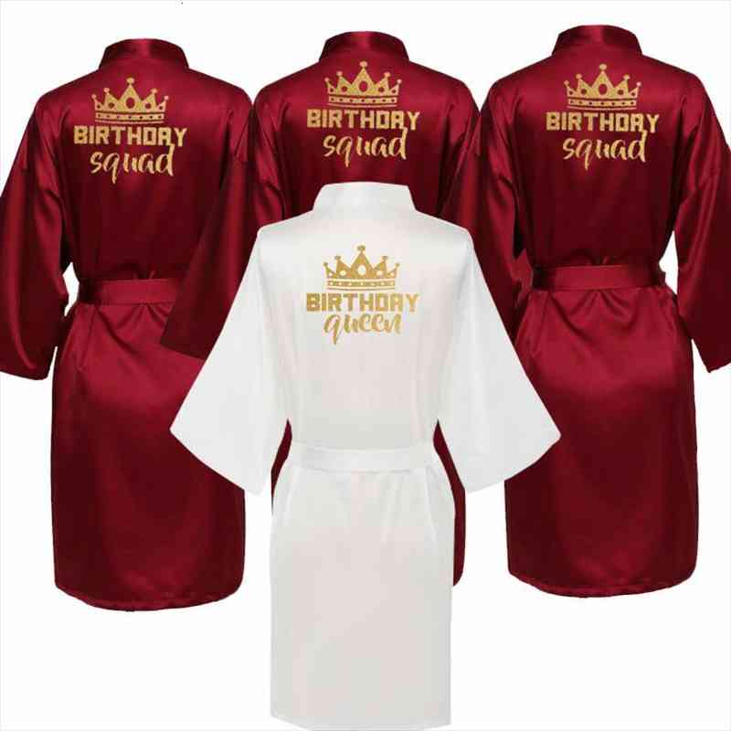 

Birthday Party Queen Amp Women Sleepwear Squad Robes Satin Pajamas Robe Dressing Gown Gold Writing Kimono, Black;red