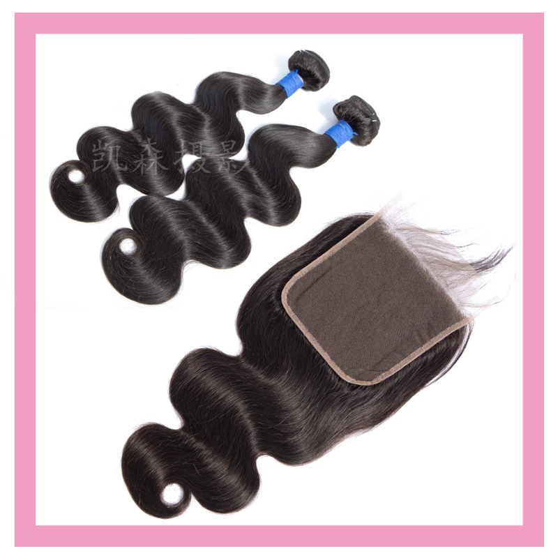 

Indian Body Wave Bundles With 6X6 Lace Closure Baby Hair Free Middle Three Part 100% Human Hair Extensions 16-28inch, Natural color