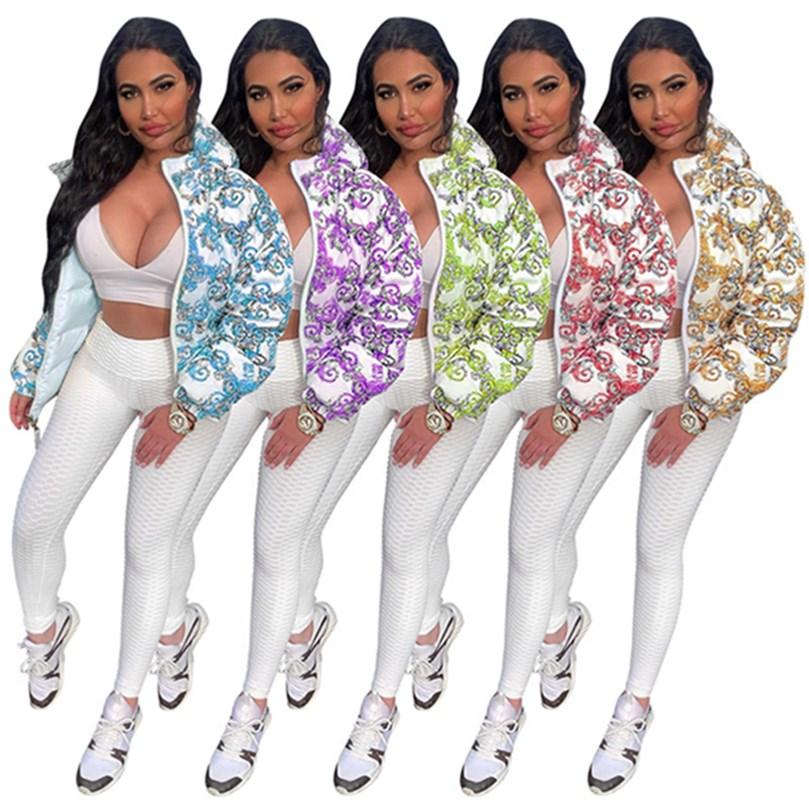 

New Women Down Parkas fall winter clothing print letter sexy club Jacket outerwear zipper Cardigan Warm thicken hooded Cotton-padded jacket, Purple