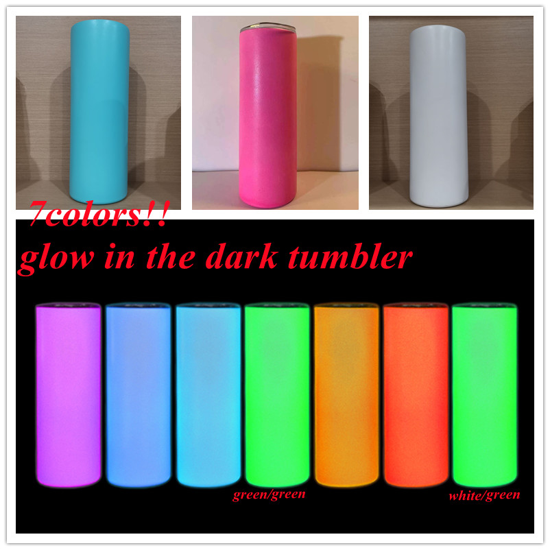 

sublimation DIY STRAIGHT tumblers 20oz glow in the dark tumbler with Luminous paint Luminescent magic skinny cup, Blank