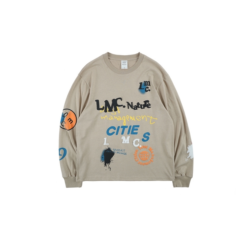 

2021 New Sl160 Best Quality Lmc Printed Blouse Hip Hop Hoodie Street Famous Men's Informal Sweater Hm9z, Beige