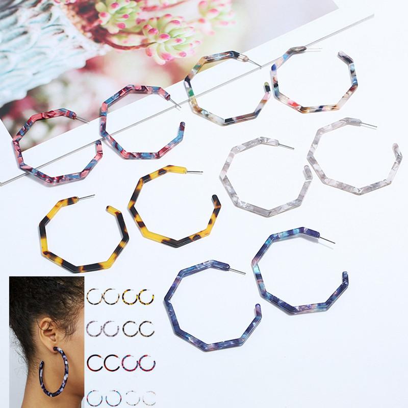 

Hoop & Huggie Vintage Large Polygonal Leopard Acrylic Geometric Earrings For Women Irregular Pendientes Jewelry Gift