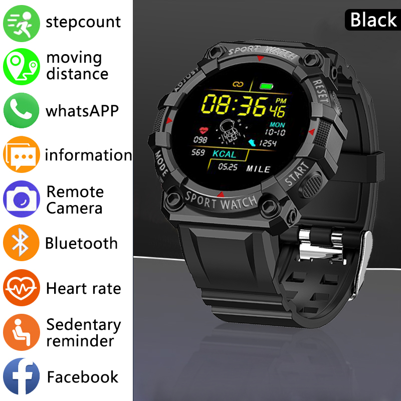 

LIGE New Smart Watch Fitness Color Screen Smart Sport Bracelet Activity Running Tracker Heart Rate For Men Women smartwatch+Boxg, Black
