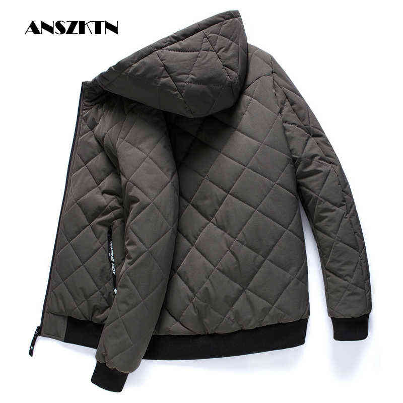 

ANSZKTN New Winter Jackets Parka Men Autumn Winter Warm Outwear Slim Mens Coats Casual Quilted Jackets Y1103, Gray