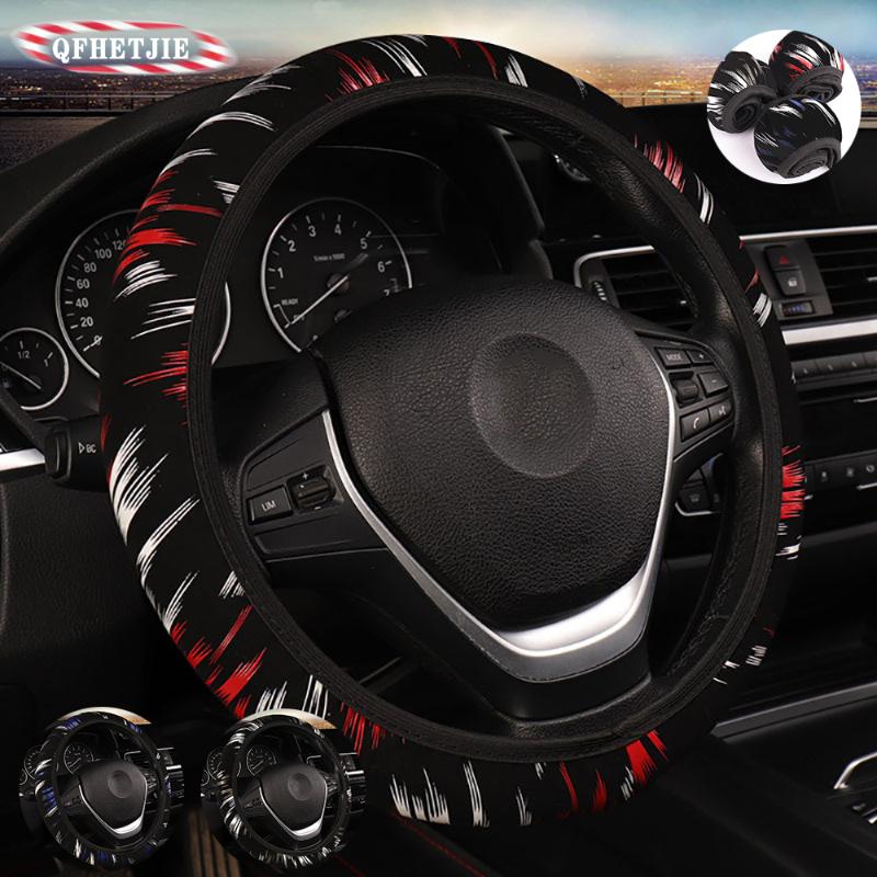 

Steering Wheel Covers QFHETJIE Car Cover Without Inner Ring Elastic Band Color Rhyme Fashion Grip Non-slip Wear-resistant